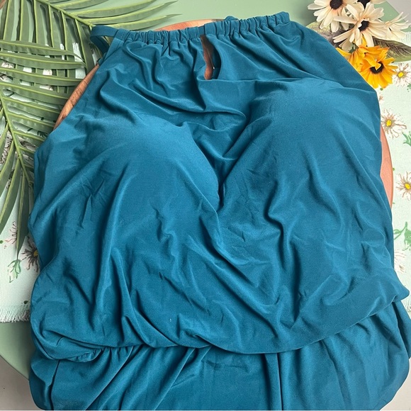 Aqua Green Swim Nwt Teal High Neck Swim Romper With Pockets One